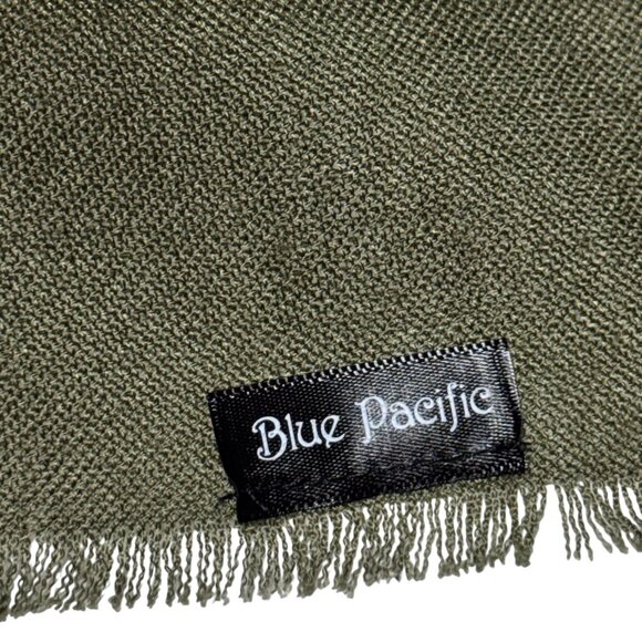 Blue Pacific Cashmere Blend Scarf Skull Print Green Large Square Grunge Goth - Picture 9 of 10